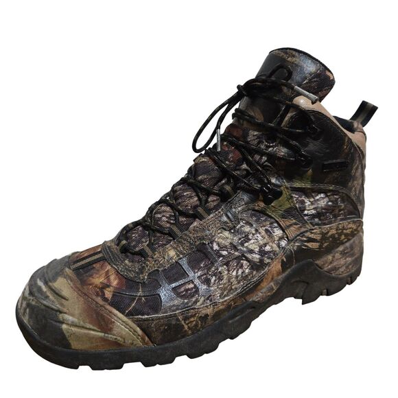 Cabelas Mens Camo Boots 12EE Wide Mid Hunting Waterproof Dry Plus 81-2525 Brown - Picture 2 of 11